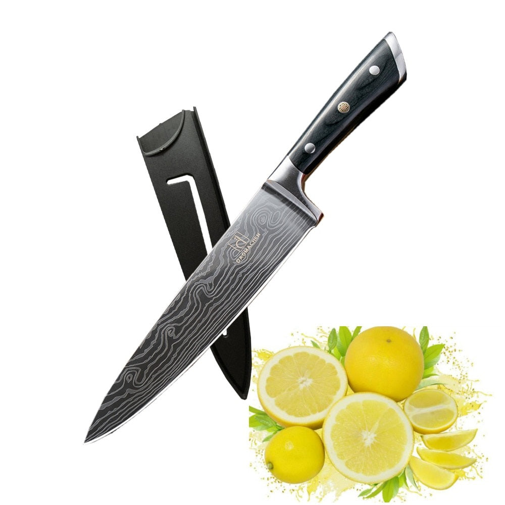 Kitchen knife Chef Knives 8 inch Japanese 7CR17 440C High Carbon Stainless Steel Sanding Laser Pattern Vegetable