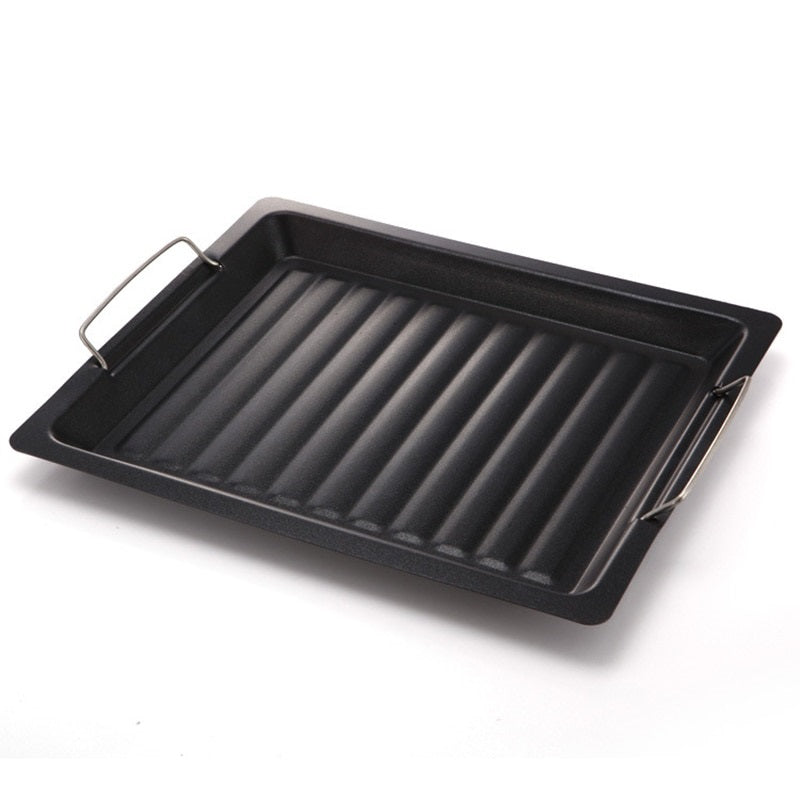 Black Griddle Plate Grill Pan Durable BBQ Pans Kitchen Outdoor Barbecue Camping