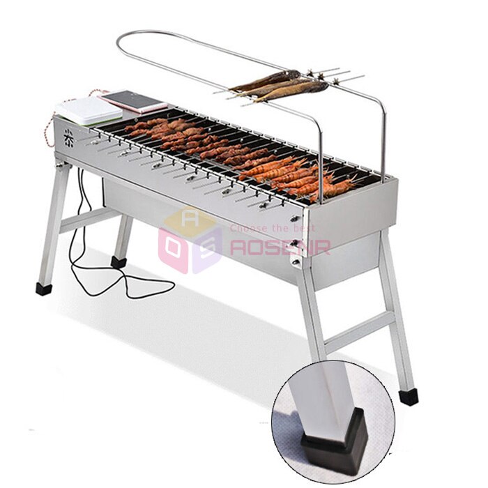 Folding BBQ Grill Stainless Steel Foldable USB Electric Charcoal Grill Automatic Flip Barbecue Stove for Outdoor Used