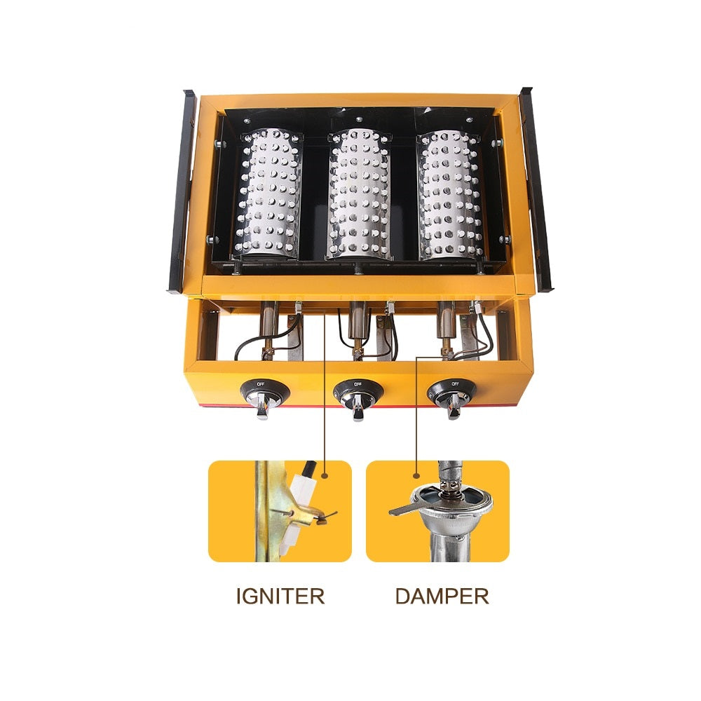 3 burners BBQ Grill, Gas Barbecue Portable Flat Environmental for Outdoor Picnic