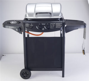 Enamel gas BBQ grill, gas stove,gas oven,outdoor BBQ grill with motor,two burners BBQ grill