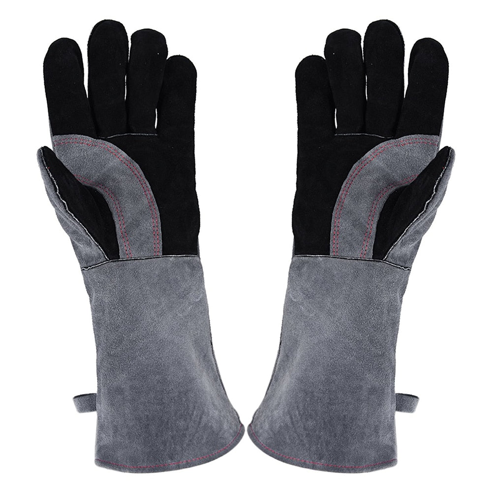 Welding Gloves Lined Leather Extreme Heat Resistant Double Insulation Tig Welders, BBQ, Gardening, Camping, Stove, Fireplace