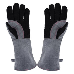 Welding Gloves Lined Leather Extreme Heat Resistant Double Insulation Tig Welders, BBQ, Gardening, Camping, Stove, Fireplace