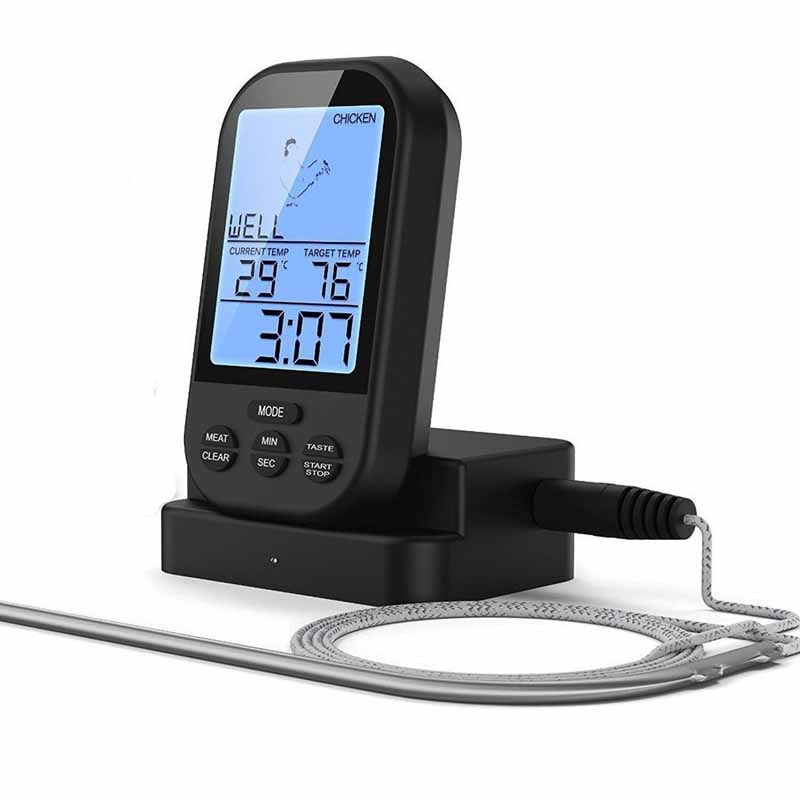 Wireless Digital Meat Thermometer - Remote BBQ Kitchen Cooking Thermometer for Oven Grill Smoker with Timer-Included Food Probe