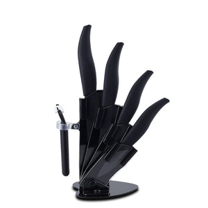 Kitchen Knives Ceramic Knives with Holder 3"Paring 4" 5" Slicing inch+6" Multi-Functional Bread Chef Knife Black Ceramic Blade