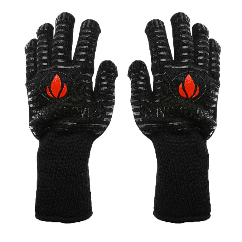 1 Pair Non-slip Barbecue Glove Heat Resistant 500℃ Silicone