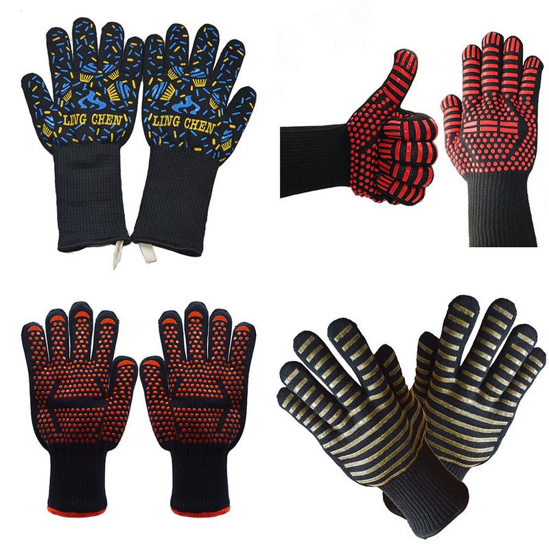 Aramid Silicone Gloves Heat Resistant Thick Kitchen Oven BBQ Grill