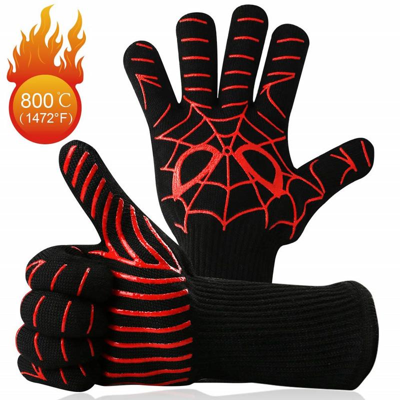 1 Pair Heat Resistant Thick Silicone Cooking Baking Barbecue Oven Gloves BBQ Grill