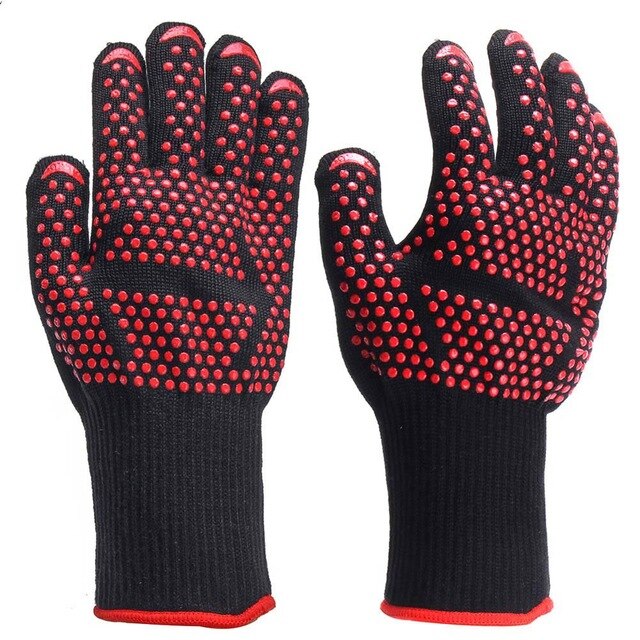 1Pair Extreme Heat Resistant BBQ Oven Gloves 500 degC Pot Holder Cooking Mittens Drop Shipping