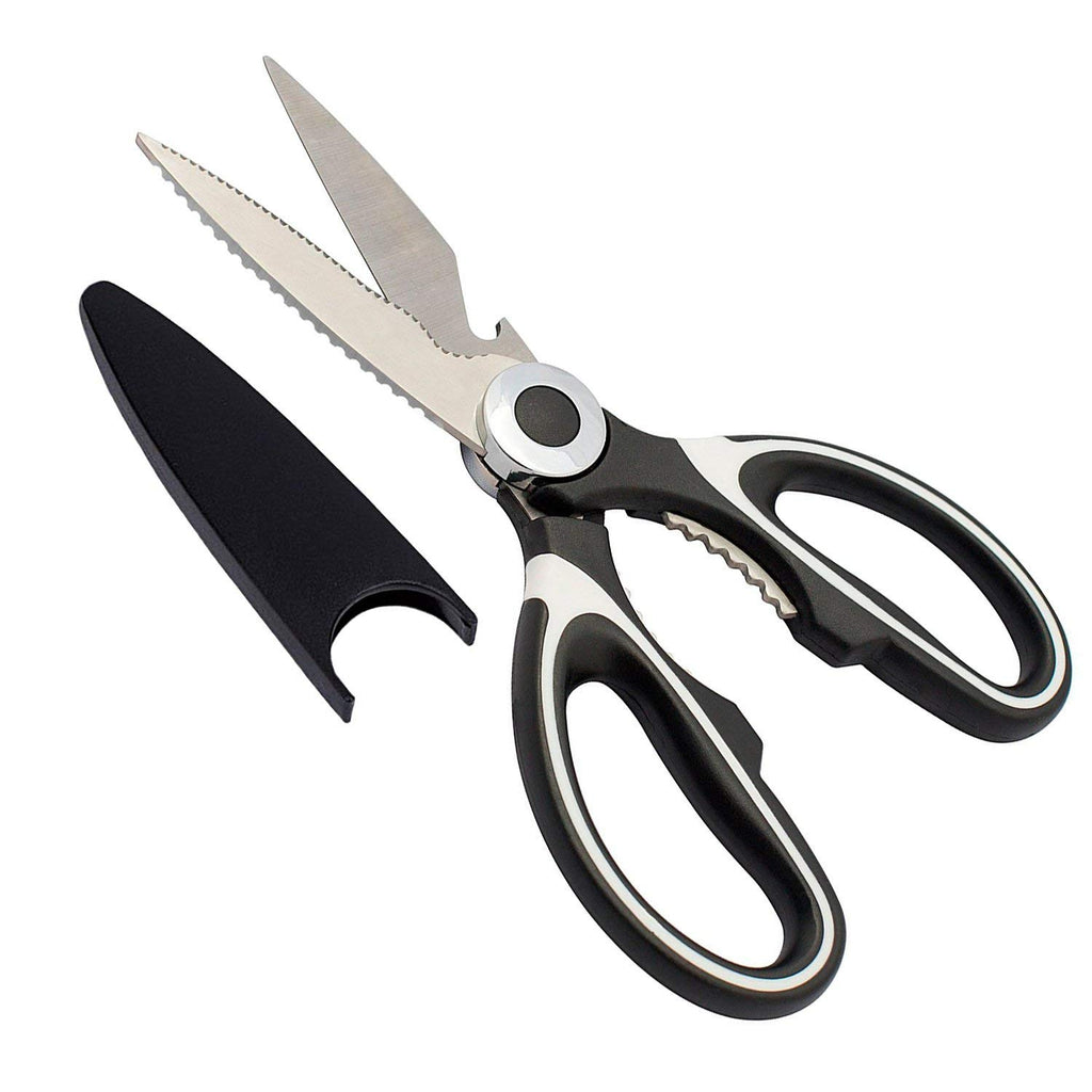 Kitchen Stainless Steel Food Scissors with Blade Cover,  Heavy Duty Kitchen Shears for Chicken,Fish,Vegetables,BBQ,Seafood