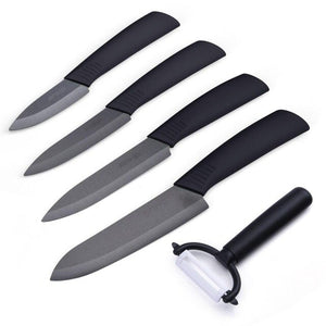 Ceramic Knives Black/Green Handle Kitchen Knife 3" 4" 5" 6" Kkitchen Knives Cooking Set+Ppeeler with Sheath